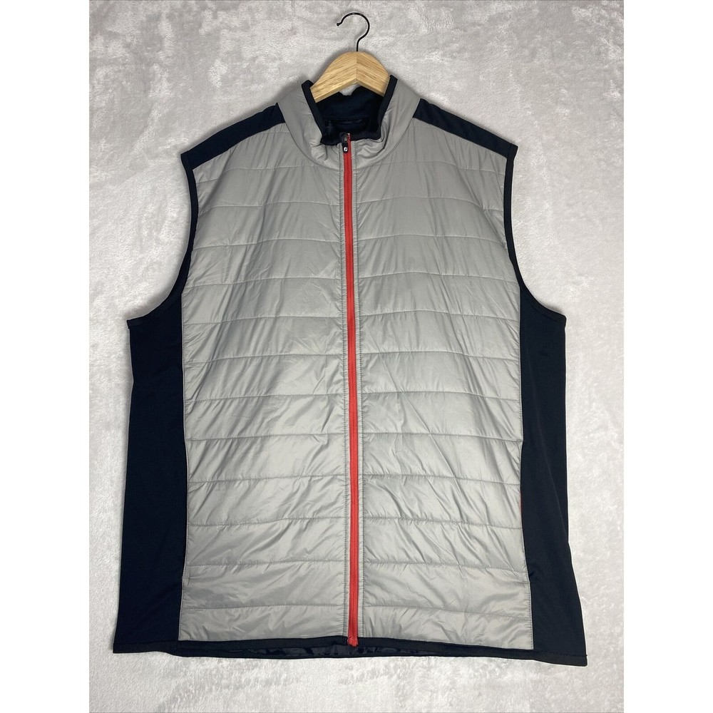 FootJoy Mens Puffer Vest Jacket Size XLarge Black/Gray Zip Up Quilted Sleeveless